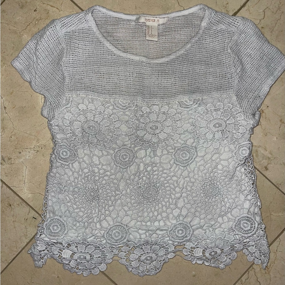 White Crochet T-Shirt Forever 21